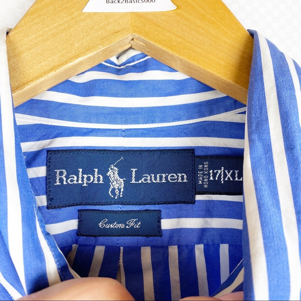 Ralph Lauren Oxford Shirt Custom Fit  Striped Blue - Picture 5 of 8